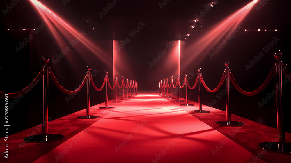 Red carpet on the stairs on dark background, the way to glory, victory and success Red carpet on the stairs on dark background, the way to glory, victory and success