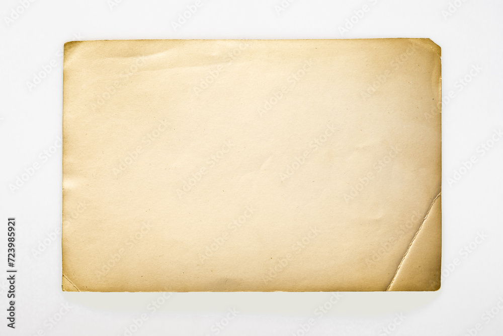 Blank Vintage Photo Paper Texture on a Plain White Background Illustrating Antiquity