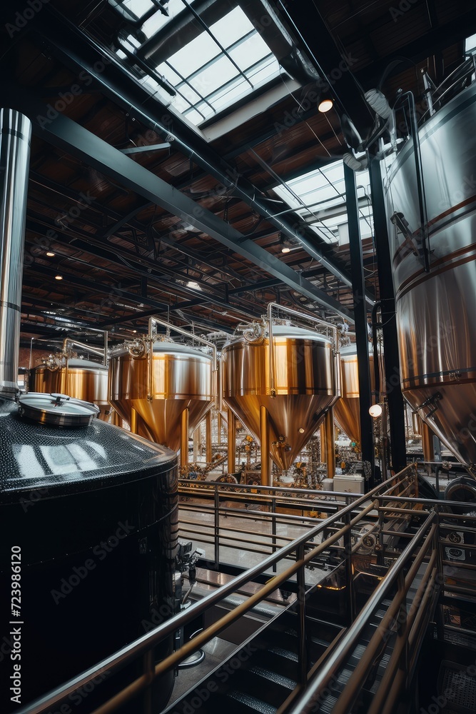 A symphony of steel and efficiency, these tanks silently perform their role, ensuring the seamless flow of materials within the indoor industrial environment A symphony of steel and efficiency, these tanks silently perform their role, ensuring the seamless flow of materials within the indoor industrial environment