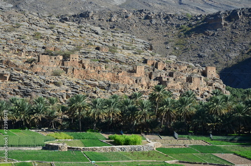 View of the ancient city of Wadi Al Nakhr, Oman
