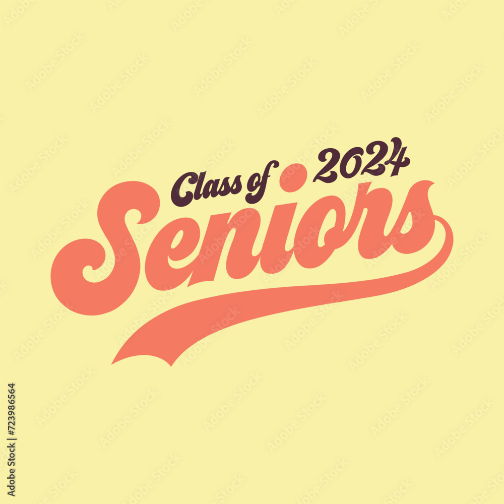 Typography Class of 2024 for greeting, invitation card. Text for graduation design, congratulation event, T-shirt, party, high school or college graduate.	