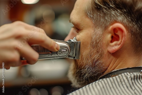 Barber's precision trim with electric clipper.