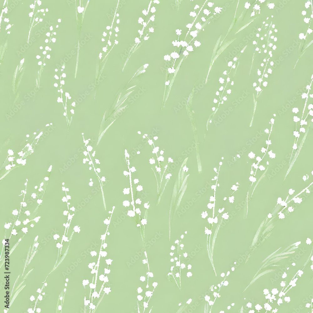 White flower wallpaper on a green background.