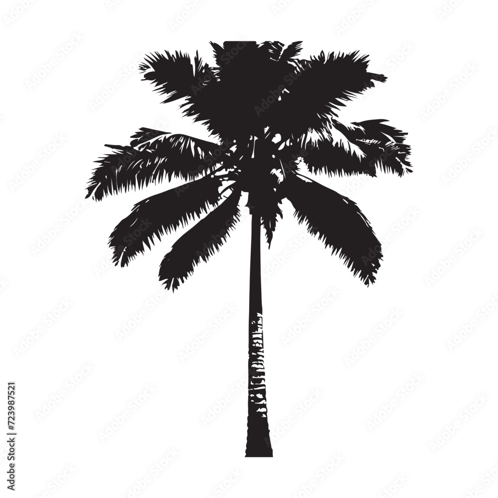Obraz premium Black Coconut tree vector illustration, white background,