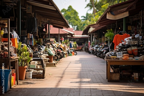 Vibrant marketplace. bustling stalls filled with an incredible variety of products and goods