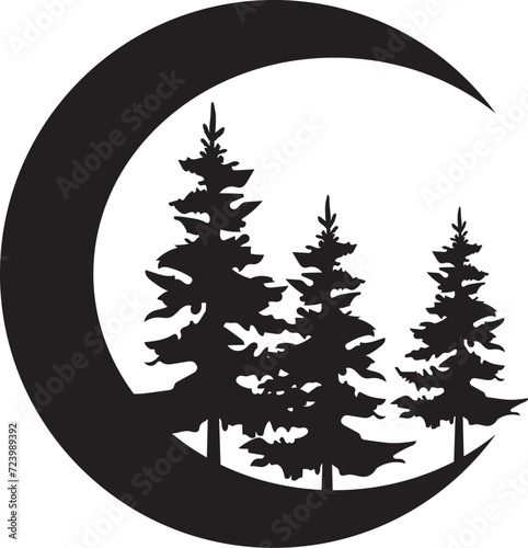 Vector moon Forest