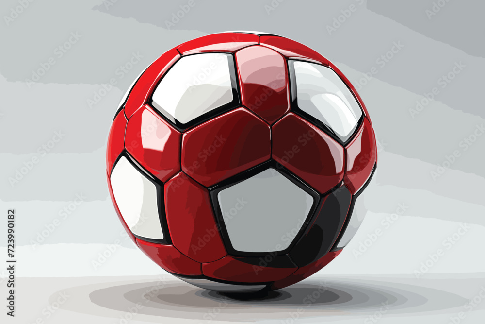 Fototapeta premium Red and White Soccer Ball on White Background 3D Rendering