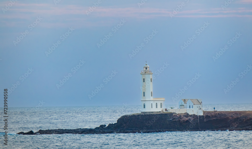 The lighthouse of the harbor of Praia, Santiago Island, Cape Verde (Cabo Verde)