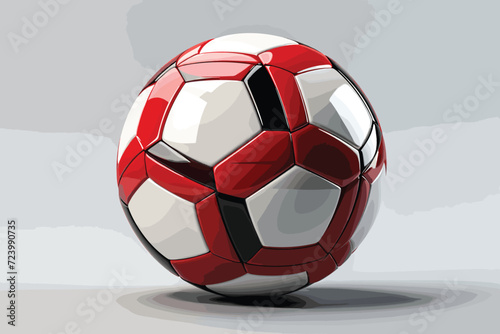 Red and White Soccer Ball on White Background 3D Rendering