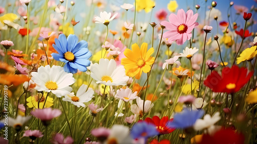Colorful flowers background  spring season concept