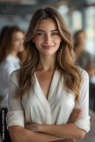 Free Download Portrait of a professional business woman, showcasing leadership and command, essential in a successful business team concept setting.. - GFXLoad