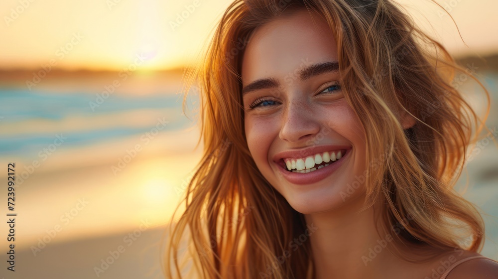 Smiling Millennial Woman With Blonde Hair Looking at Camera Generative AI Smiling Millennial Woman With Blonde Hair Looking at Camera Generative AI