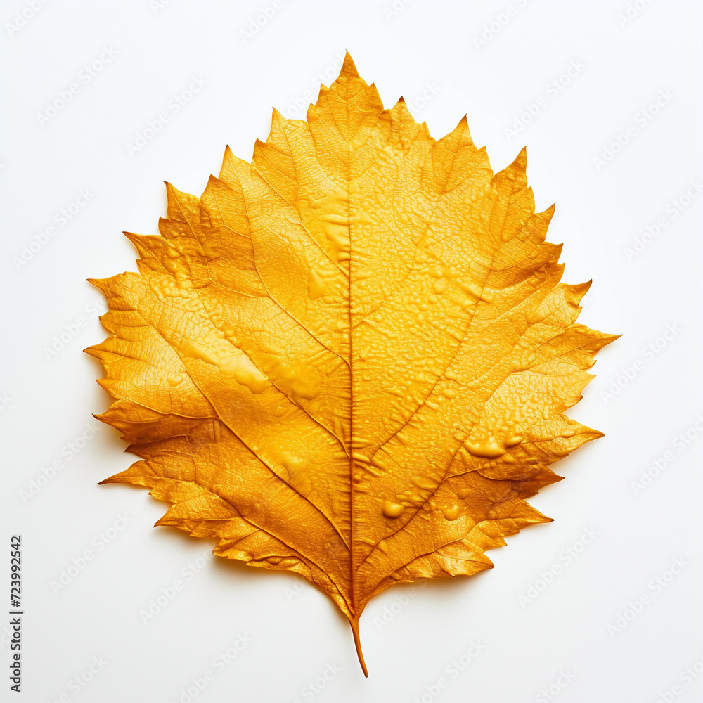 Obraz premium yellow autumn leaf on the white background