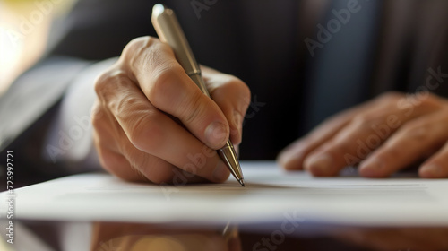 Close-up of Signing Document paper 
