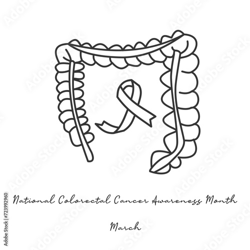 For the purpose of celebrating National Colorectal Cancer Awareness Month, a single line artwork is appropriate.