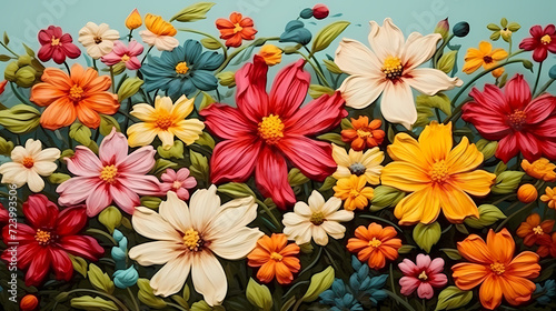 Colorful flowers background, spring season concept