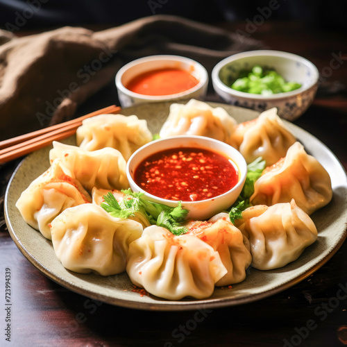 Hot steam momos in the plate