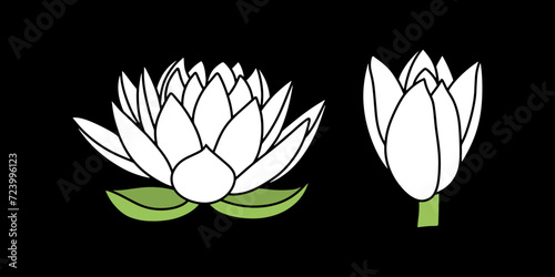 Doodle lotos rose flower with leaf clipart Hand drawn cartoon nature Vector stock illustration EPS 10