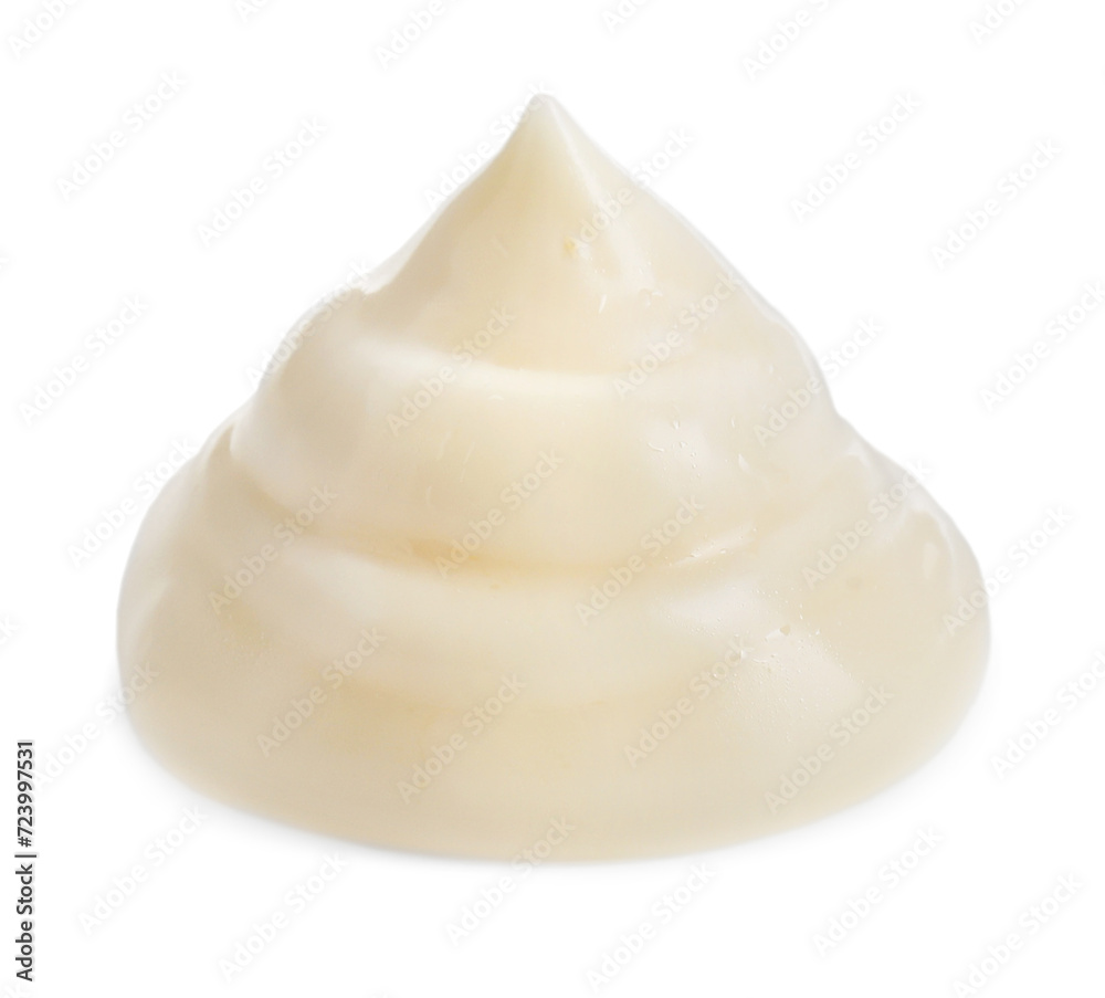 Tasty fresh mayonnaise sauce isolated on white Tasty fresh mayonnaise sauce isolated on white