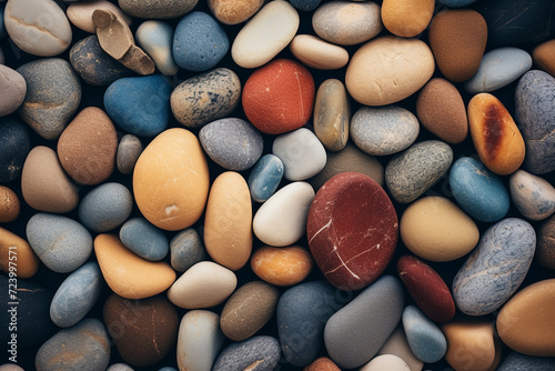 Colorful pebbles background. colorful pebbles on the beach, closeup of photo. Colorful beach stone background, red stones, green stones, pink stones, rocks on the beach photo background, volcanic