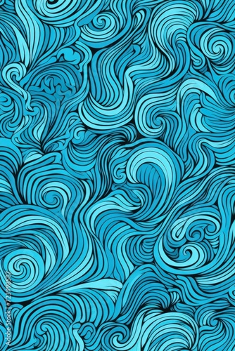 cyan random hand drawn patterns, tileable, calming colors vector illustration pattern