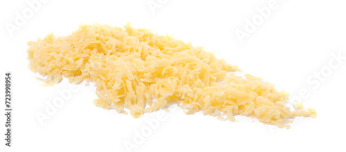 Pile of tasty grated cheese isolated on white