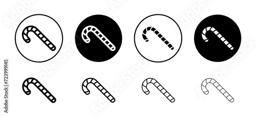 Candy Cane vector icon set collection. Candy Cane Outline flat Icon.