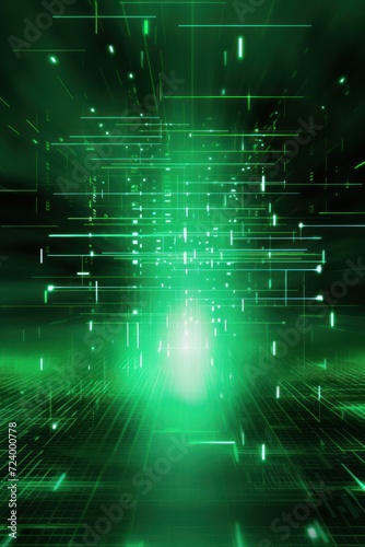 emerald abstract horizontal technology lines on hi-tech future emerald background