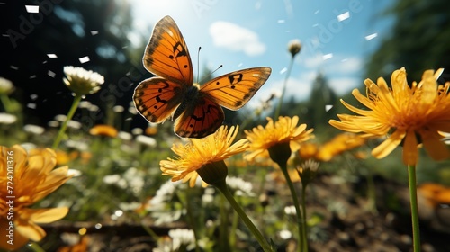 Background scene with butterflies in garden UHD Wallpaper