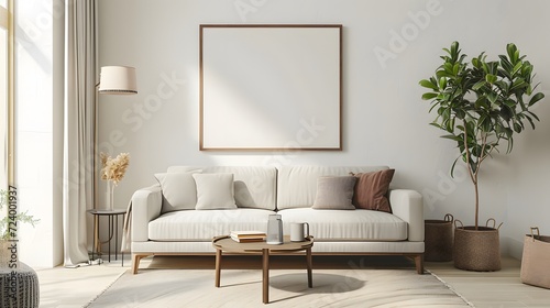 Modern Elegance: Chic Living Room with Mockup Frame © Pixel Perfect