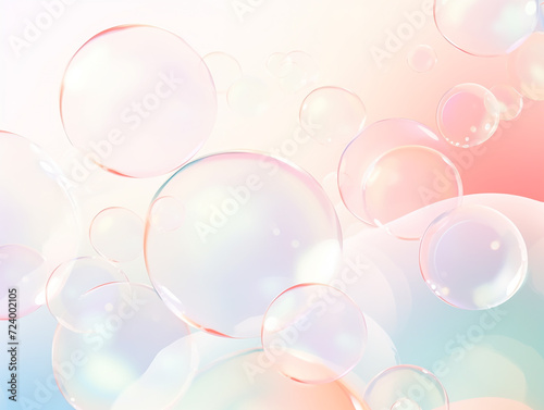 colorful soap bubbles on a white background. Cosmetics Blue Serum bubbles. Collagen bubbles Design. Moisturizing Essentials and Serum Concept. Vitamin. Beauty fashion background with water bubbles 