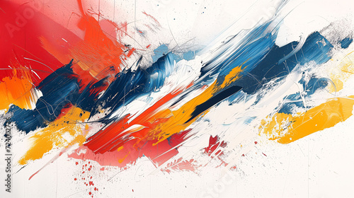 Abstract explosion of color on a stark white canvas
