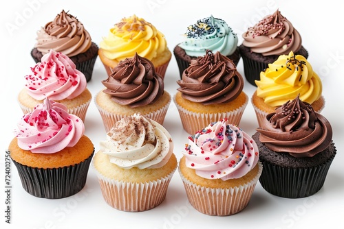 collection of Sweet tasty cupcakes Isolated on whitebackground 