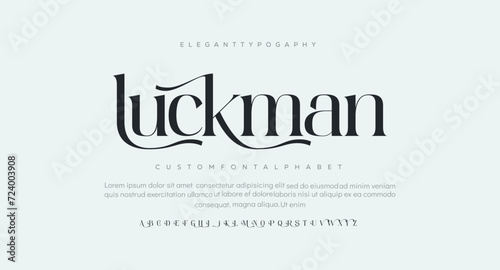Luckman Elegant alphabet letters font and number. Classic Copper Lettering Minimal Fashion Designs. Typography fonts regular uppercase and lowercase. vector illustration