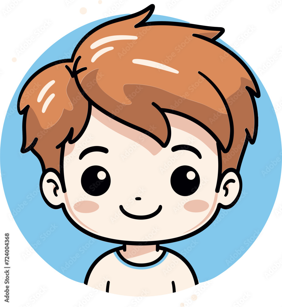 Happy Kid Illustrated Boy in Vector Vector Portrait of a Playful Boy