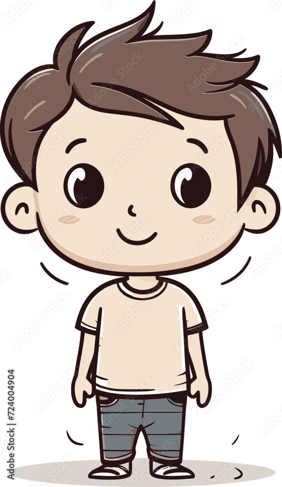 Adventurous Stance Boy Vector Design Vector Drawing of a Cheerful Young Boy