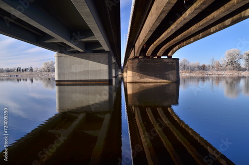 Two bridges over water at Malbork city