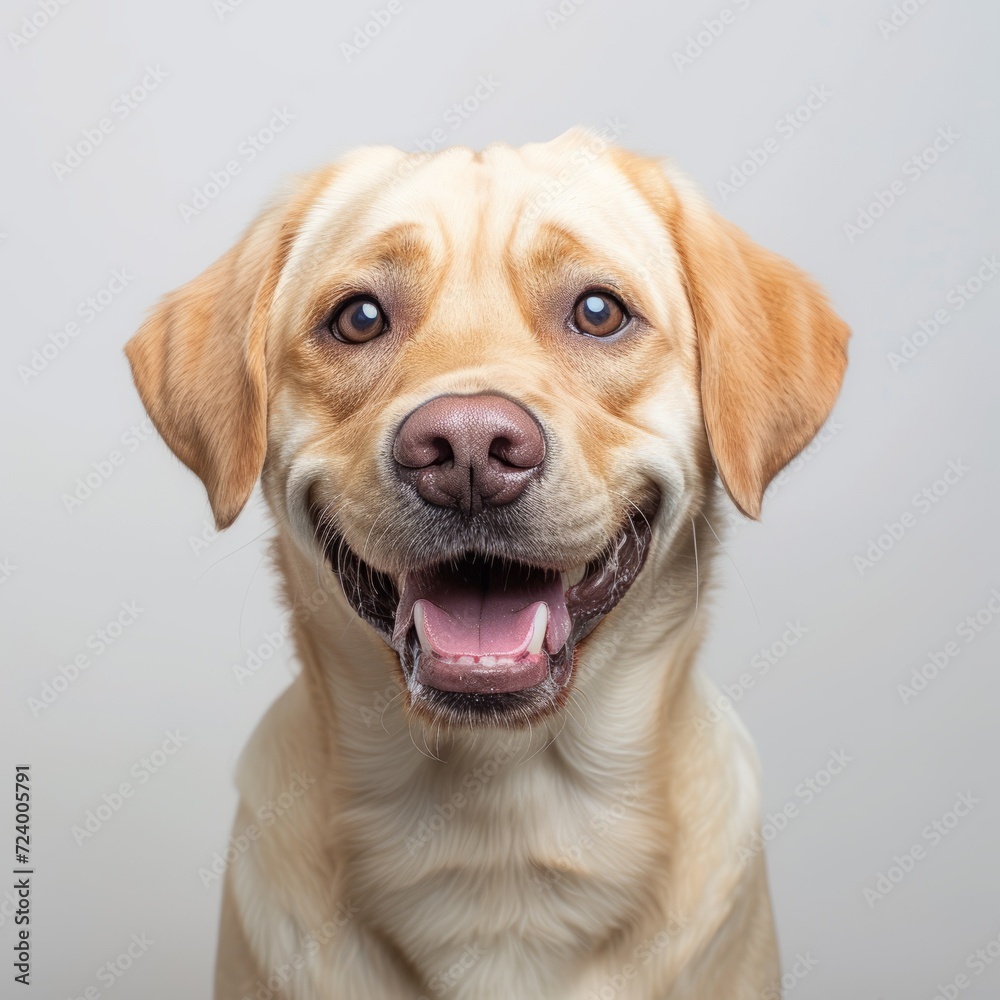 A happy yellow labrador retriever dog