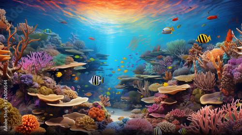 Canvas Print Underwater world of fish and corals