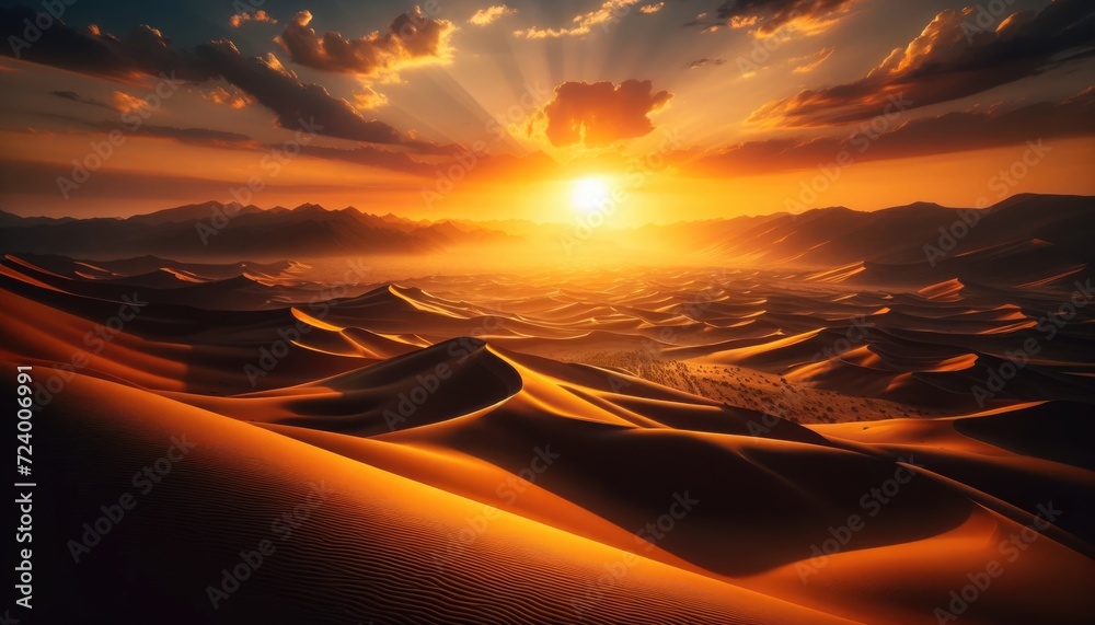 sunset in the desert - obrazy, fototapety, plakaty 