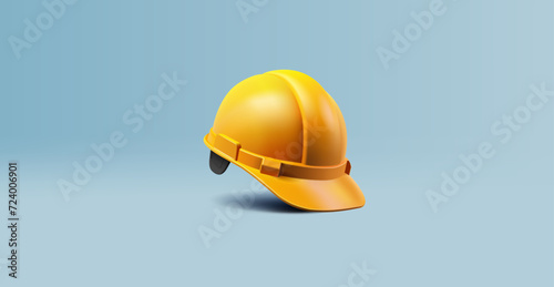 Fototapeta Naklejka Na Ścianę i Meble -  3D realistic protective yellow helmet for workers. For industry, construction, service, engineering, and architecture concepts. Safety of life. Vector