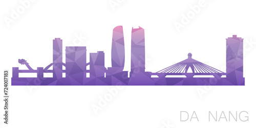 Schilderij op canvas Da Nang, Vietnam Low Poly Skyline Clip Art City Design
