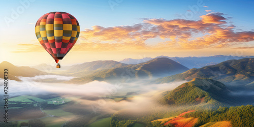 Elevating Serenity: A Majestic Balloon Soars Through the Colorful Skies, Embracing the Splendor of Nature