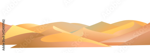 Desert sand dunes. Scenery Landscape. Seamless figure. Isolated on a white background. Fun cartoon style. Vector