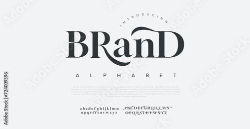 Brand Abstract minimal modern alphabet fonts. Typography technology vector illustration