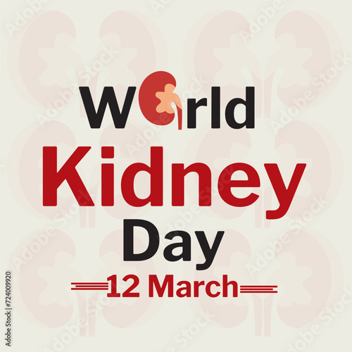 12 March is World Kidney Day. Vector  