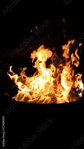 Flame in slow motion on isolated black background