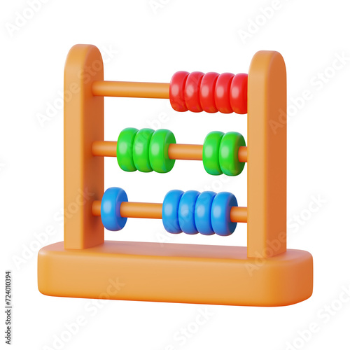 Abacus 3D icon with simple and minimalist design for education and learning or even app  website  and game
