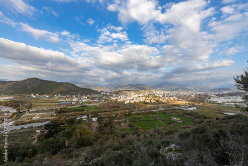 View from the mountain to the city and coastal area