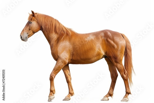 Chestnut horse isolated on white background